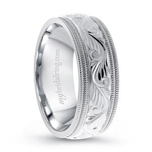 14k White Gold Men's Wedding Bands and Diamond Rings in Los Angeles